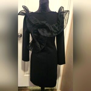 Boston Proper Black Sheath Long Sleeve Cocktail Dress Size 12 EUC
